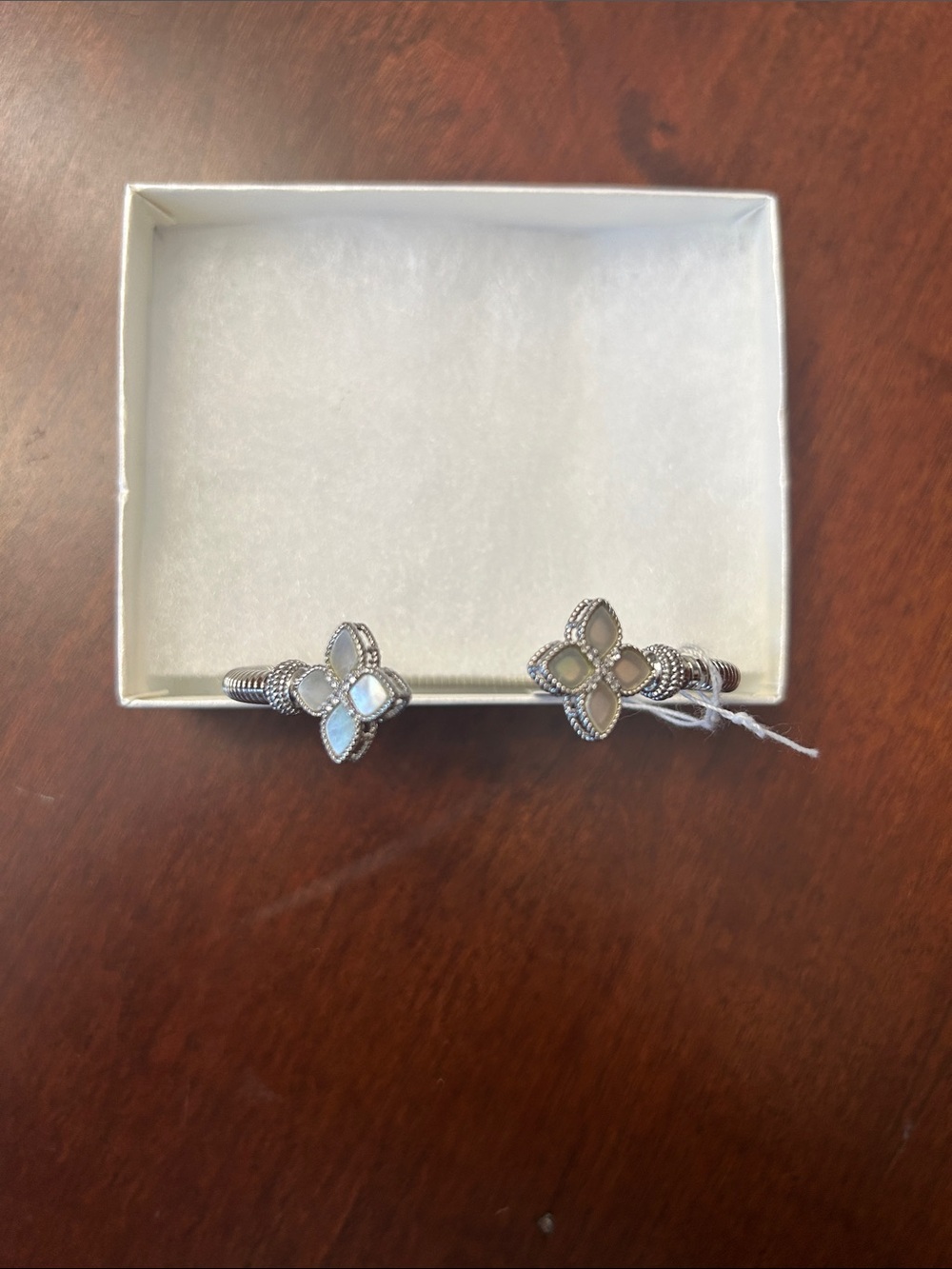 Park Lane Silver Snake Chain Cuff Bracelet with Crystal End Caps - Silver - Picture 3 of 4